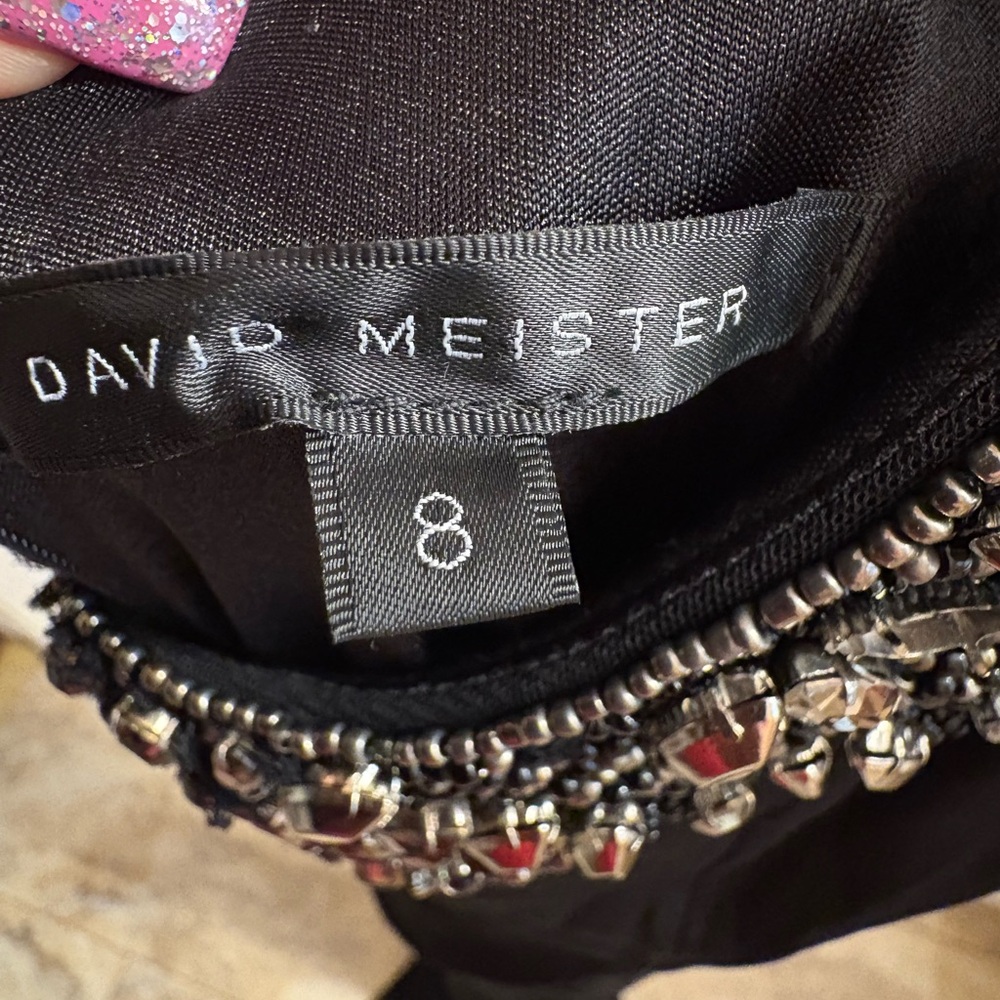 NWOT David Meister Black Embellished Maxi Dress Gown Women’s Size 8 - Picture 7 of 14